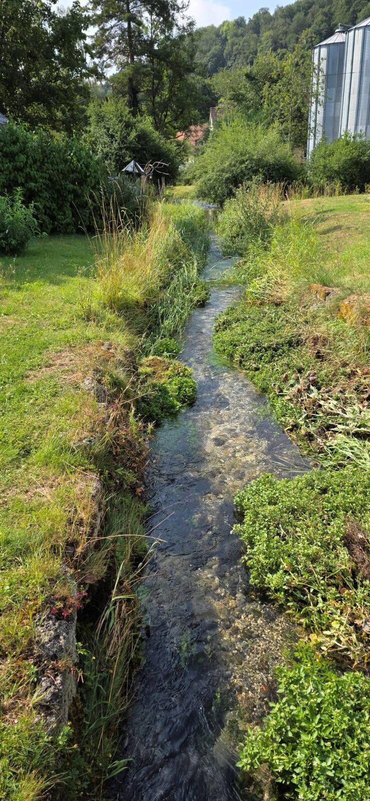 Beautiful small stream flowing behind Haus Loewenthal