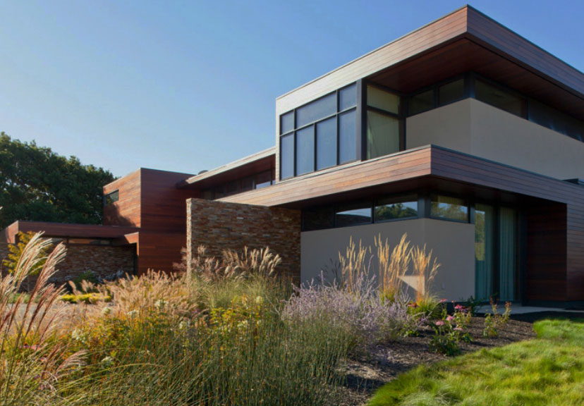 building and low-water landscape